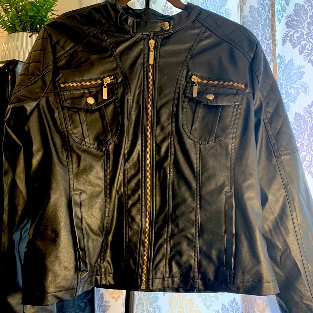 Faux Black Leather Jacket